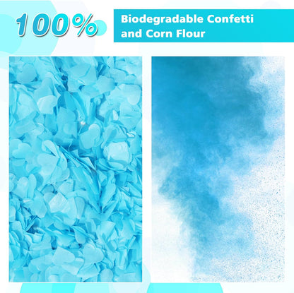 Gender Reveal Confetti Cannon, 4 Pack Biodegradable Confetti Paper with Cornstarch Powder, Confetti Blaster for Girl Gender Reveal, Party Poppers, Pink