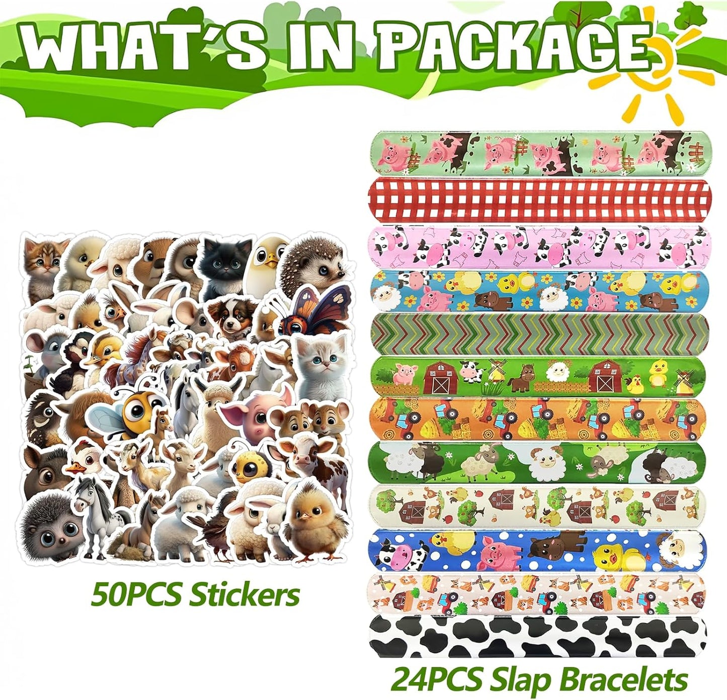 CZWXOXO 74Pcs Dinosaur Theme Party Favors Contain 24 Pcs Slap Bracelets 50Pcs Stickers, Dino Theme Birthday Party Decorations,Classroom Rewards Supplies.