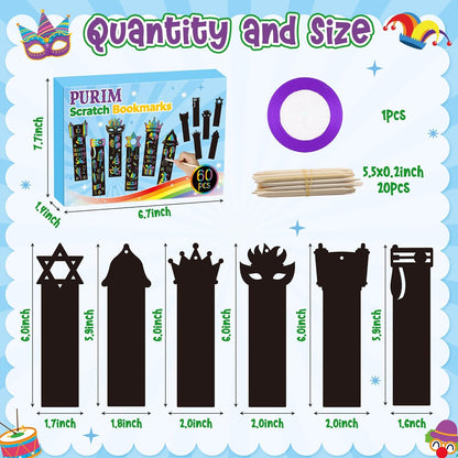 CY2SIDE 60PCS Princess Fairy Wand Scratch Bookmarks for Girls, Make Your Own Fairy Stick Scratch Paper Magic Wands Bookmark, DIY Princess Stick Rainbow Crafts Ornaments for Kids Birthday Party