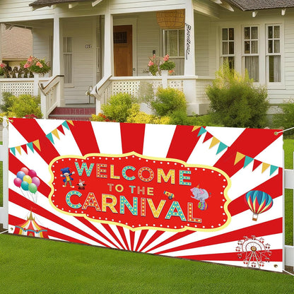 Teenyyou Welcome to the Carnival Banner Carnival Decorations Circus Party Supplies Backdrop for Circus Theme Party Decorations Birthday, 71 x 35 Inch