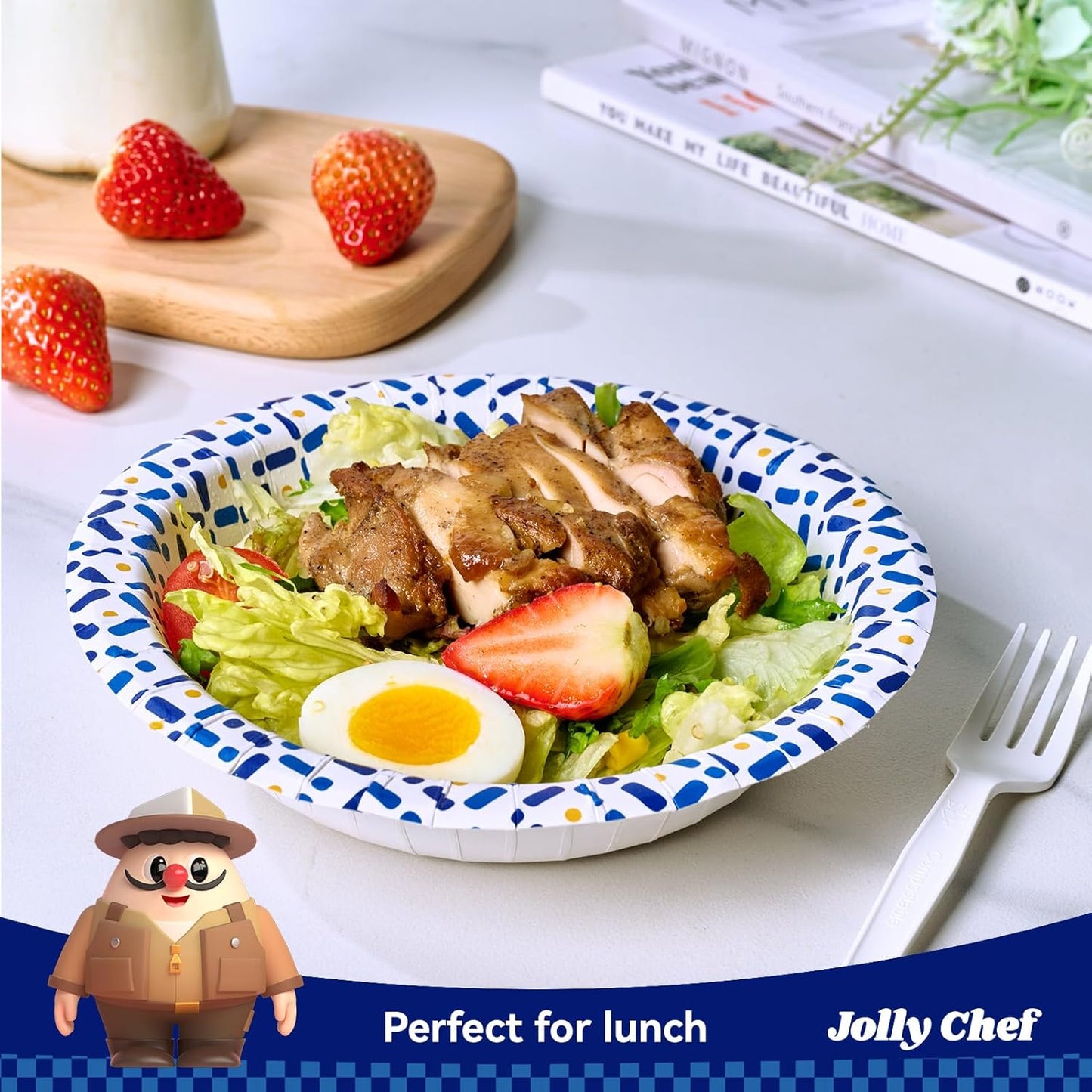JOLLY CHEF 12 oz Paper Bowls 200 Count, Soak-Proof, Heavy Duty Small Disposable Bowls Bulk for Snacks, Desserts, Breakfast, Lunch, and Party Use