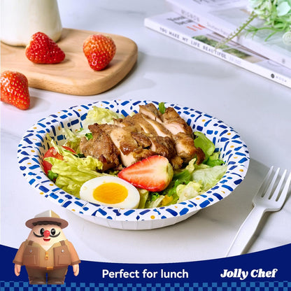 JOLLY CHEF 12 oz Paper Bowls 200 Count, Soak-Proof, Heavy Duty Small Disposable Bowls Bulk for Snacks, Desserts, Breakfast, Lunch, and Party Use