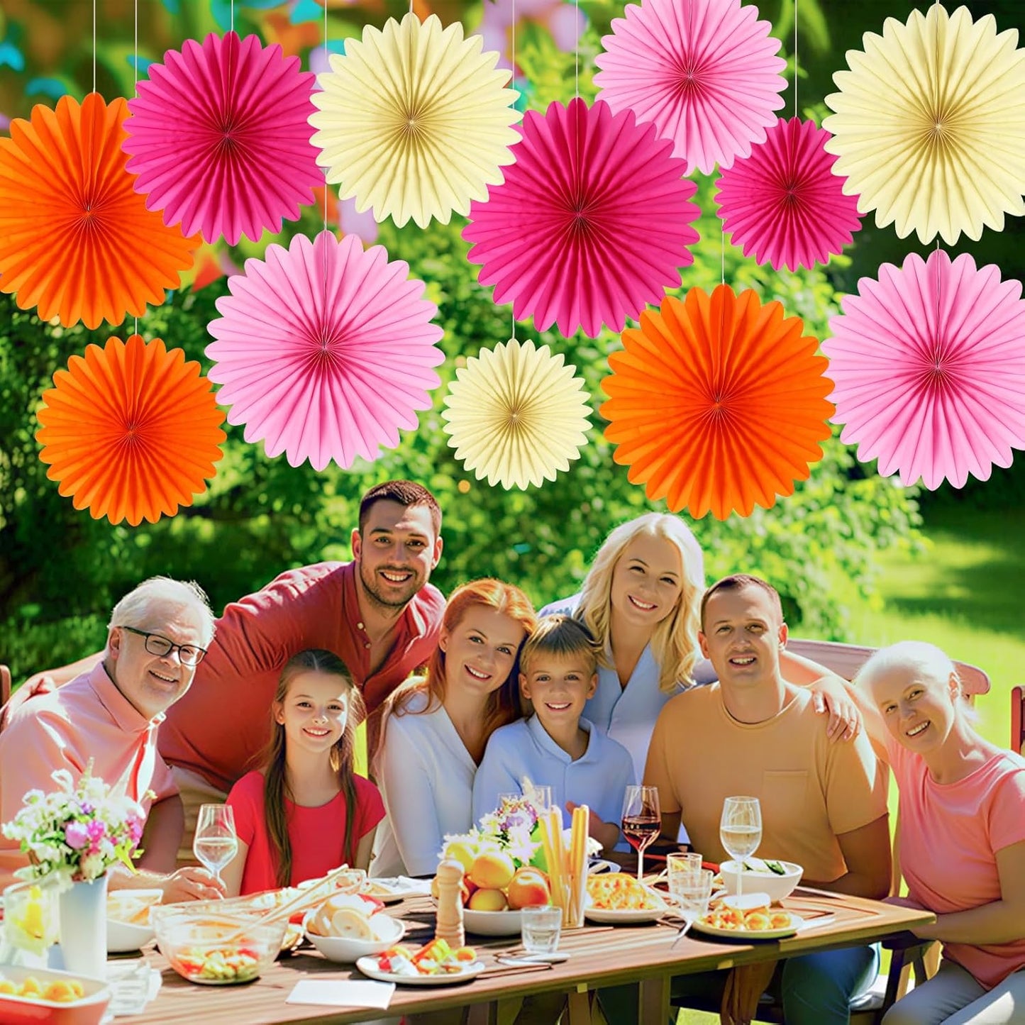 BestoFun 12PCS Paper Fans Hot Pink Party Decorations Tissue Paper Flowers Decorations Paper Fans Party Decorations for Girl Groovy Birthday Baby Shower Wedding Bachelorette Room Wall Hanging Décor