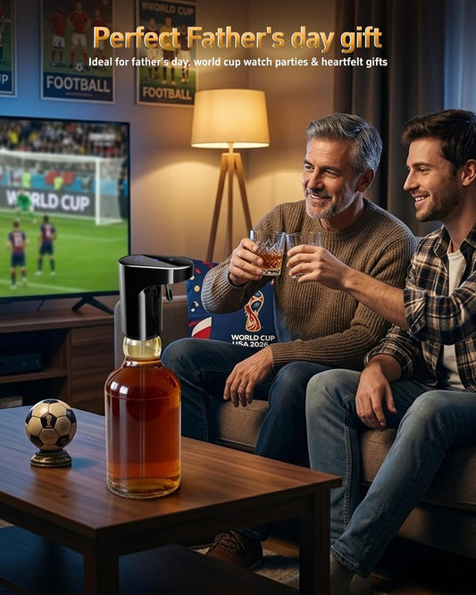Fathers Day Gift|World Cup Viewing Party Supplies,5-in-1 Electric Wine Decanter & Smart Liquor Dispenser,Automatic Aerator&Pourer with 1-999ml Precision Dosing|Gift for Men,Dad,Whiskey Lovers(Black)