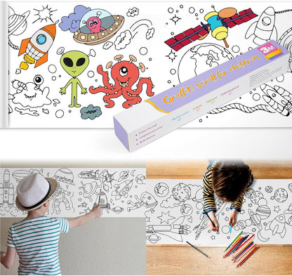 2PCS Children's Drawing Roll, Coloring Paper Roll for Kids Gift, 120 * 11.8 Inches DIY Painting Drawing Paper Roll, Sticky Drawing Paper Roll, Early Educational Toys for Kids (Animal World)