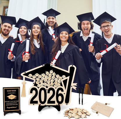 2026 Graduation Guest Book Alternative, Black Happy Graduation Party Decorations, Class of 2026 Congrats Graduates Signature Guestbook Gifts for College High School Students Friends Men Women