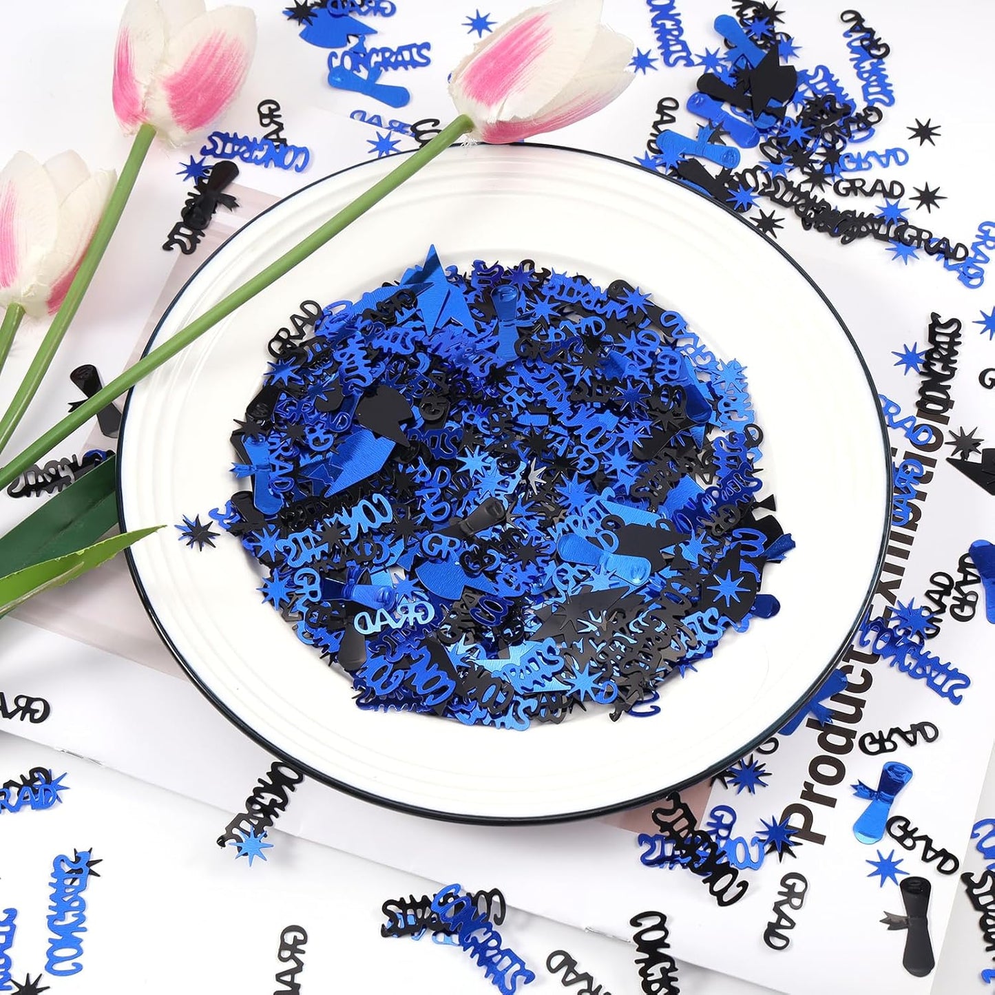 Silver and Blue Graduation Confetti 2026, 1000 Pcs Class of 2026 Table Centerpiece Grad Confetti for 2026 Graduation Party Decorations Supplies