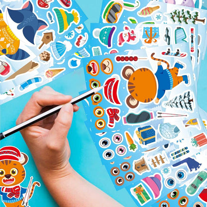 24 Sheets Make a Face Stickers for Kids Toddlers, Make Your Own Animal Mix and Match Sticker Sheets with Sea Animals Horses Dinosaurs Unicorns for Kids Crafts Party Favors Goodie Bags Stuffers