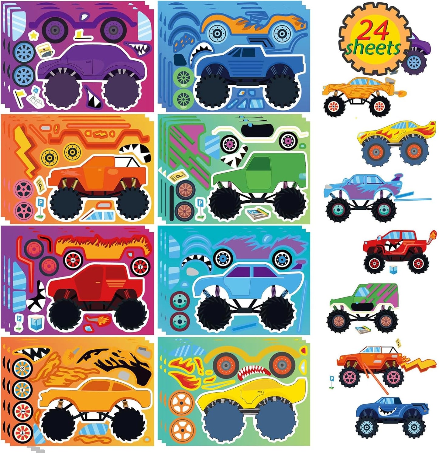 24 Sheets Make-a-face Cupcake Stickers Make Your Own Dessert Stickers Mix and Match Sweets and Fruit Treats Party Favor Supplies for Kids Ice Cream Sticker Games Birthday DIY Art Crafts