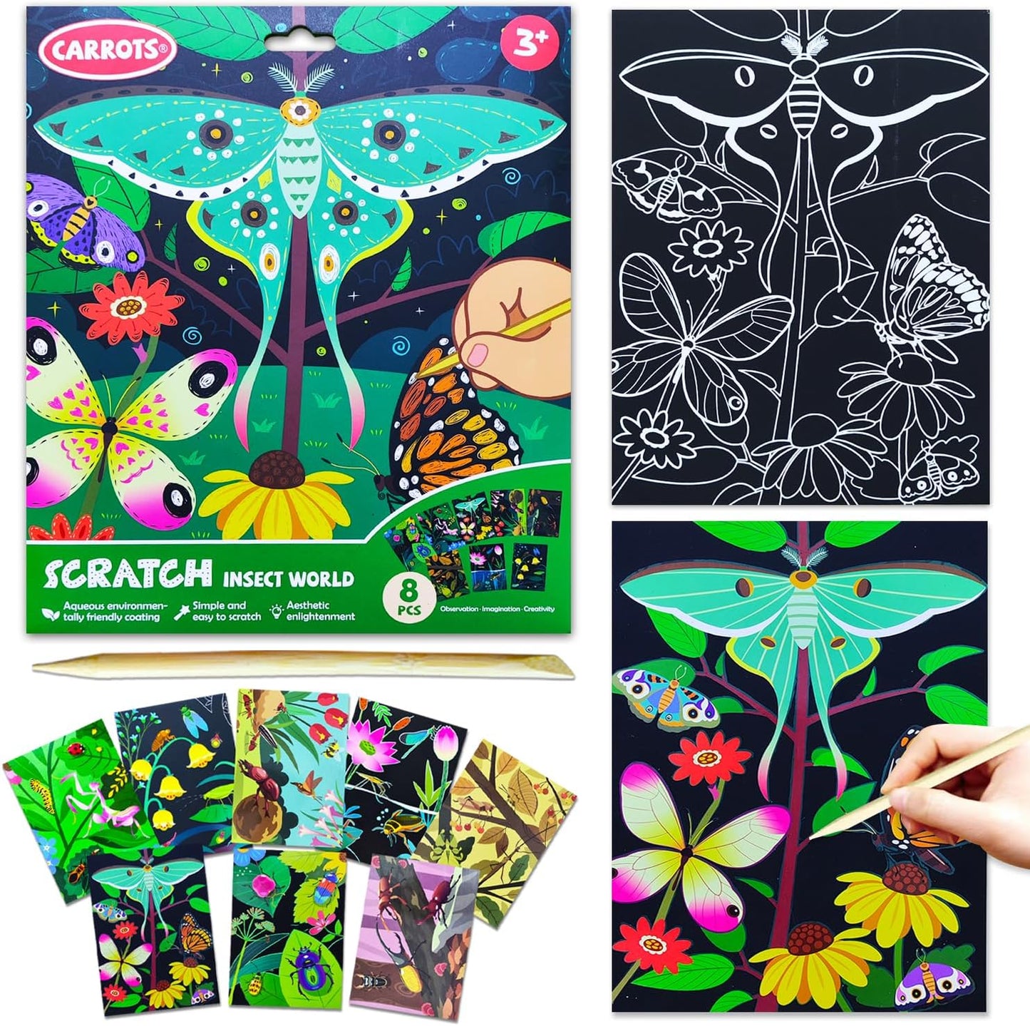 BAOXUE Scratch Art for Kids, Mermaids Black Rainbow Scratch Paper Set-Arts And Crafts & Supplies, DIY Activity & Party Games, Mermaid Toys Gifts for Toddlers, Girls
