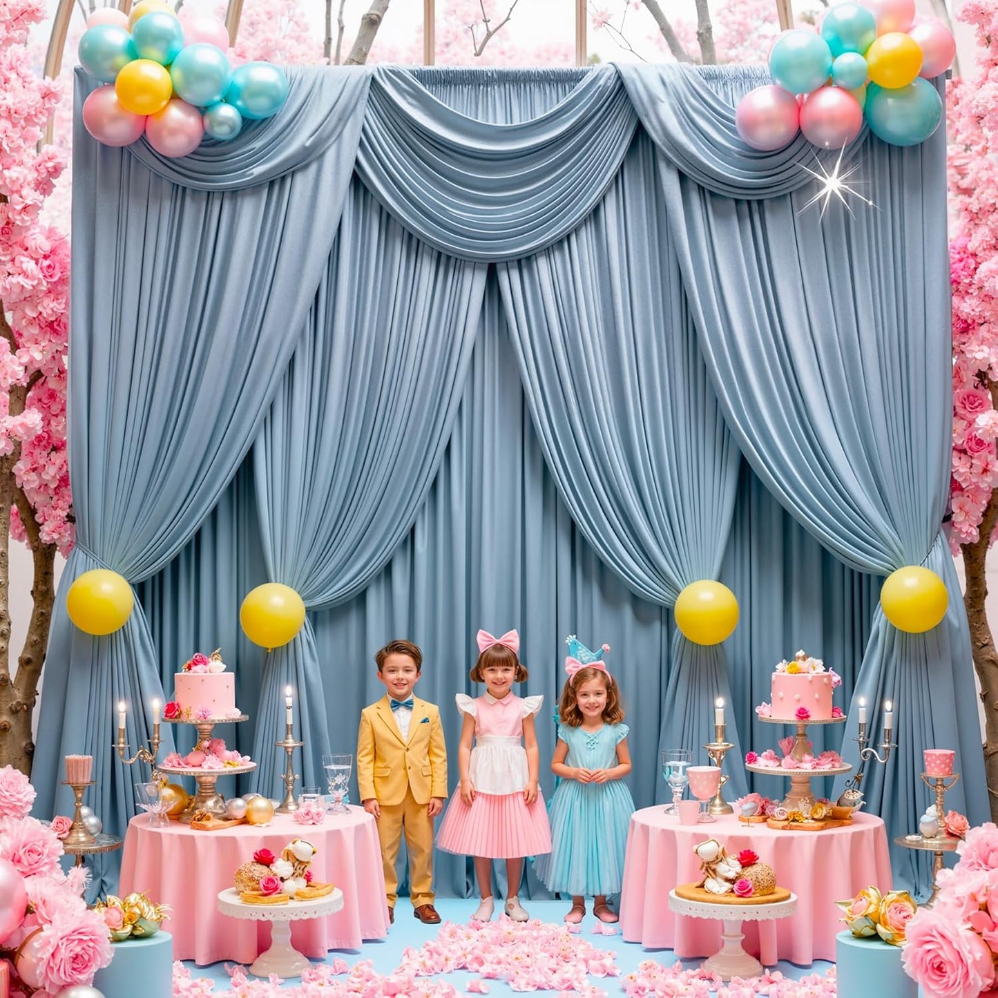10 ft x 10 ft Wrinkle Free White Backdrop Curtains for Wedding Parties, Polyester Photography Backdrop Drapes for Birthday Parties Stage Backdrop Stand, 2 Panels 5x10FT Background Curtains