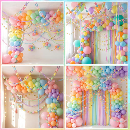 TaoBary Decorations Crepe Streamers Sheet Paper Strips Chain Garland Star Hanging for Party Birthday Wedding Decor(600,Pastels,Same Size)