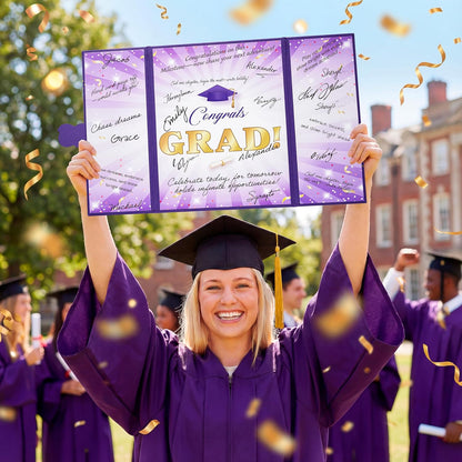 JOYIN 2026 Graduation Guest book Alternative, 12" Blue & Gold Graduation Party Decorations Signature Congrats, Class of 2026 Grad Card for High School College Grad Gift, Party Guest Signing Cardboard