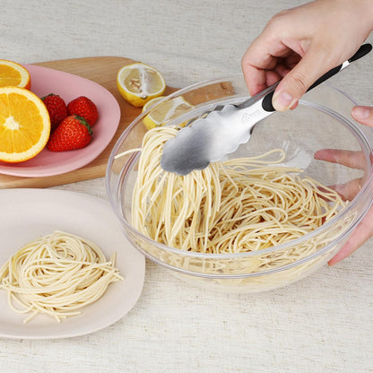 Hotec Stainless Steel Kitchen Tongs, Set of 2-9", Locking Metal Food Tongs for Cooking, Serving, BBQ, Grill Non-Slip Grip