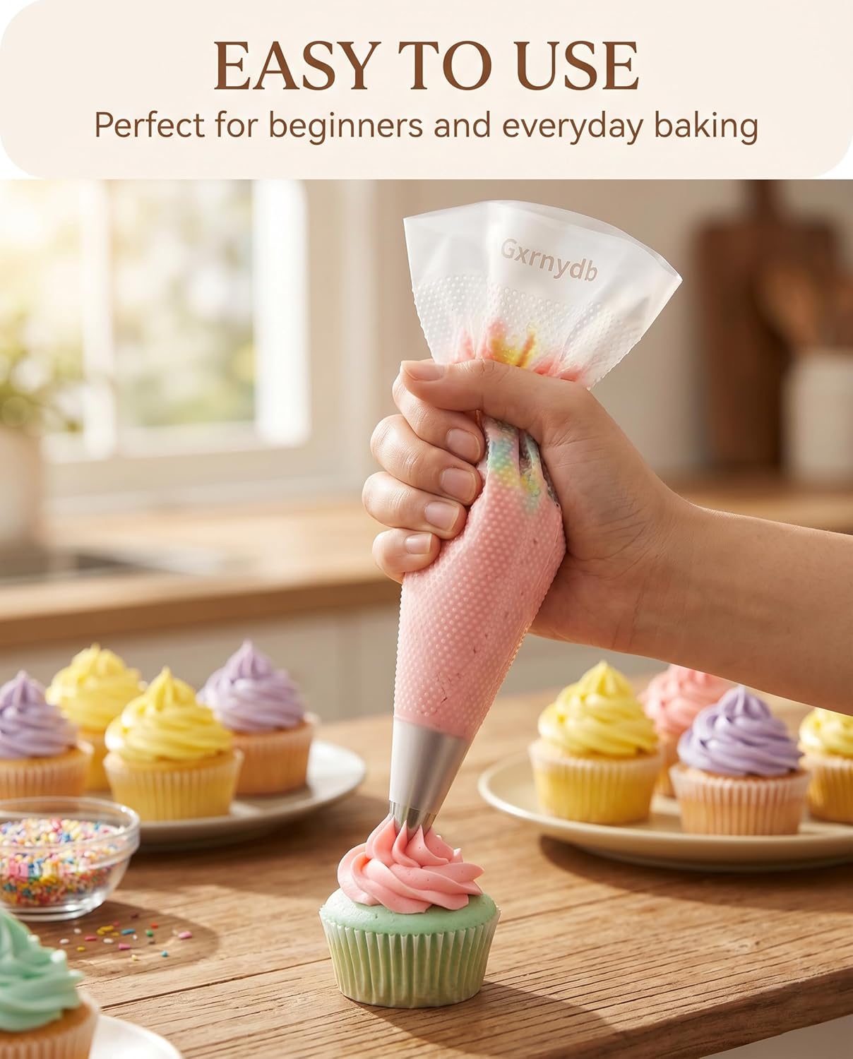 100 Pcs 12 Inch Piping Bags Disposable, Thickened Anti-Burst Pastry Bags for Thick Icing, Non-Slip Cake Decorating Bags for Cookies, Cupcakes and Royal Icing - Food Grade & BPA Free