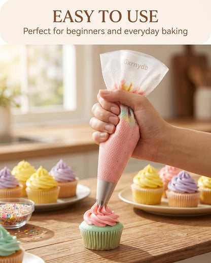 100 Pcs 12 Inch Piping Bags Disposable, Thickened Anti-Burst Pastry Bags for Thick Icing, Non-Slip Cake Decorating Bags for Cookies, Cupcakes and Royal Icing - Food Grade & BPA Free