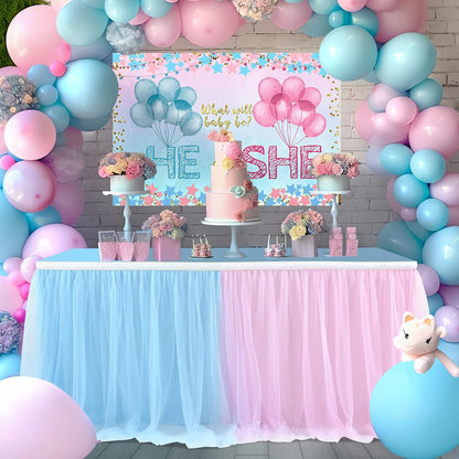 Suppromo 6ft Pink Tulle Table Skirt Baby Shower Tablecloth for Rectangle Tables or Round Tables Pink Ruffle Tutu Table Skirts Desk Skirt for Princess Girls Birthday Party Cake Dessert Decorations