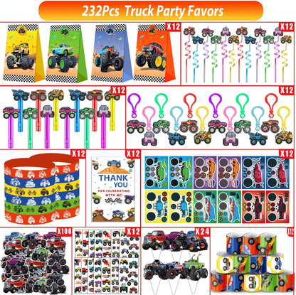 PLOUGVI 232PCS Construction Birthday Party Supplies Decorations Favors, Construction Theme Toys for Goodie Bag Stuffer, Pinata Filler Gifts