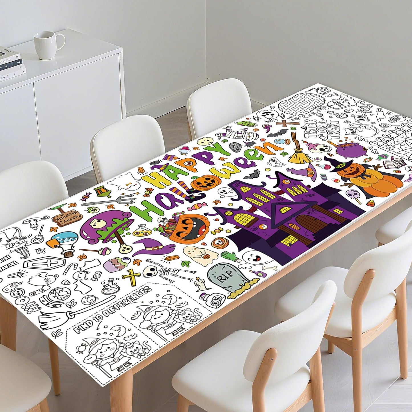 Easter Coloring Poster for Kids 30x72 Inch Bunny Giant Coloring Tablecloth Happy Easter Crafts Paper Table Cover for Gifts Activities Games Classroom Wall School Home Parties