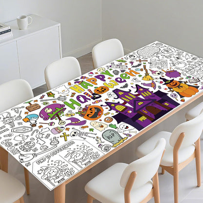 Easter Coloring Poster for Kids 30x72 Inch Bunny Giant Coloring Tablecloth Happy Easter Crafts Paper Table Cover for Gifts Activities Games Classroom Wall School Home Parties