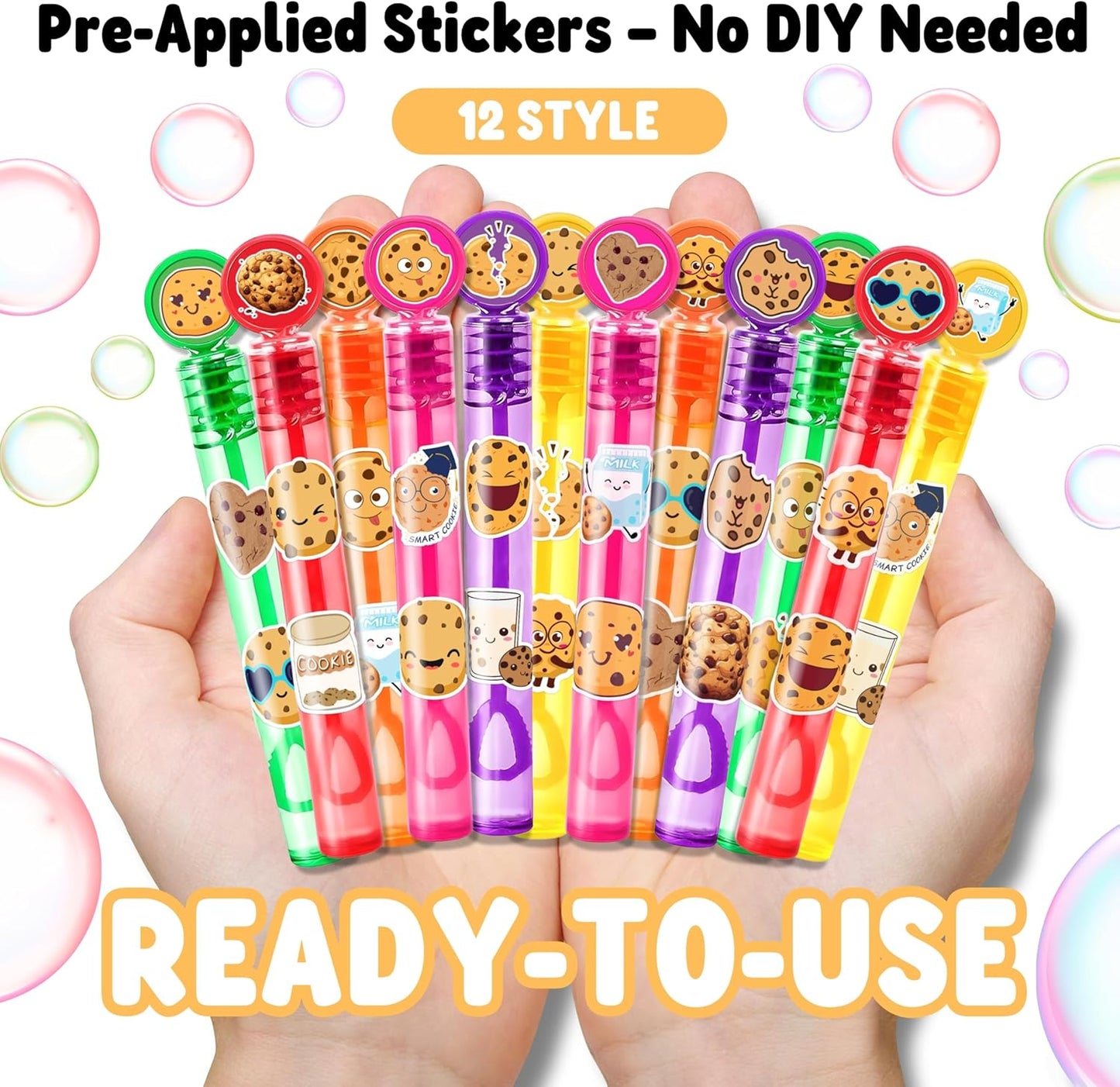 Cookie Party Favors for Kids – 24PCS Sweet Treat-Themed Mini Bubble Wands, Great for Birthday Supplies, Pinata Fillers, Goodie Bags & Classroom Rewards