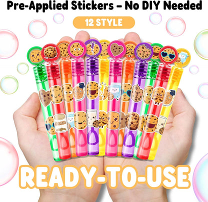 Cookie Party Favors for Kids – 24PCS Sweet Treat-Themed Mini Bubble Wands, Great for Birthday Supplies, Pinata Fillers, Goodie Bags & Classroom Rewards