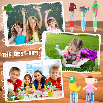 CZWZ 20Pcs Mini Multicolor Pens in One 4-in-1 Cute Pens Bulk for Kids, Fun Kawaii Ballpoint Pens for Birthdays and Children's Party Favors Gifts Teacher School Supplies