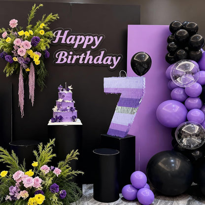 PCFING 20 Inch Number 1 Piñata Purple Silver with 30 Inch Piñata Stick Blindfold Confetti for Boy Girl Kids Birthday Party Decorations, Anniversary Celebration, Fiesta