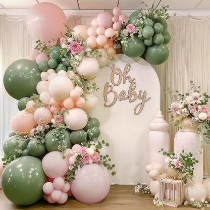 Rose Gold Balloon Garland Kit, Nude Pastel Pink Metallic Gold Matte White Balloons Gold and Rose Gold Confetti Balloons for Valentines Day Wedding Bridal Shower Party Girl Birthday Decorations