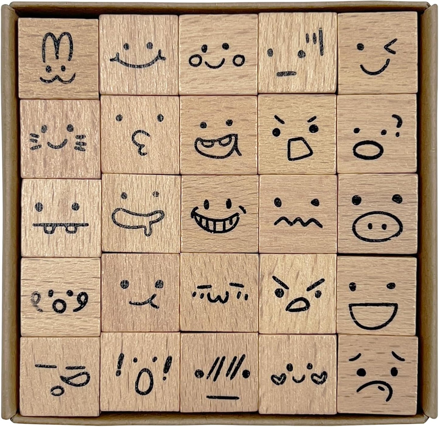 25pcs Mood Expression Wooden Rubber Stamps Kit, Cute Small Emoticon Theme Stamps for Decorative Diary Planner DIY Craft Scrapbook Card Making Letters Journal