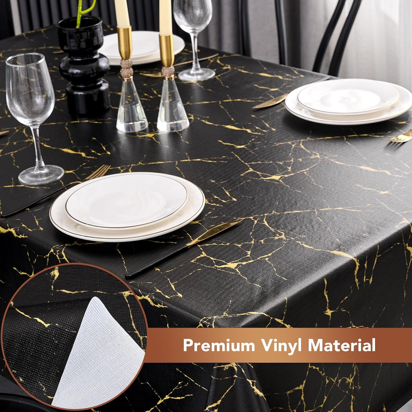 sancua Clear Plastic 100% Waterproof Tablecloth - 54 x 78 Inch - Vinyl PVC Rectangle Table Cloth Protector Oil Spill Proof Wipe Clean Table Cover for Dining Tables, Parties & Camping, Crystal Clear