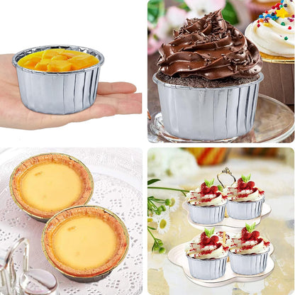 Cupcake Liners with Lids 50 Pack,LNYZQUS 5oz Large Foil Cupcake Cups Muffin Tins,Disposable Baking Cups Muffin Liners Wrappers Holders for Wedding Valentine-Pink in gold