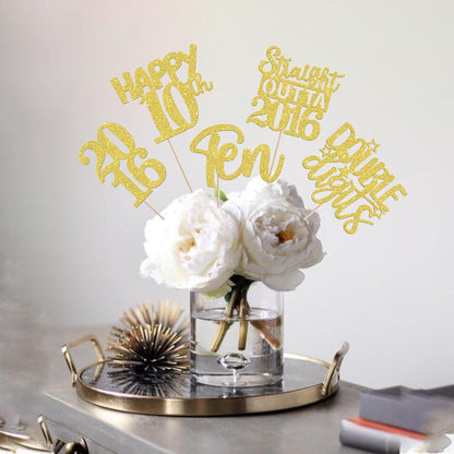 15 PCS 50th Birthday Centerpiece Sticks Fifty Happy 50th Straight Outta 1976 Table Flower Centerpieces Sticks Cheers to 50 Floral Decorations for 50th Birthday Party Centerpieces Supplies Black