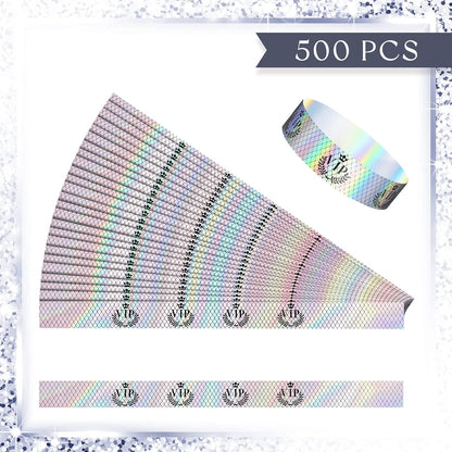 Jadive 500 Pieces Paper Wristbands VIP Plastic Waterproof Party Identification Wristbands Party Bracelets for Events Amusement Parks, Club, Concerts, Fairs, Festivals and Events(Black, Gold)