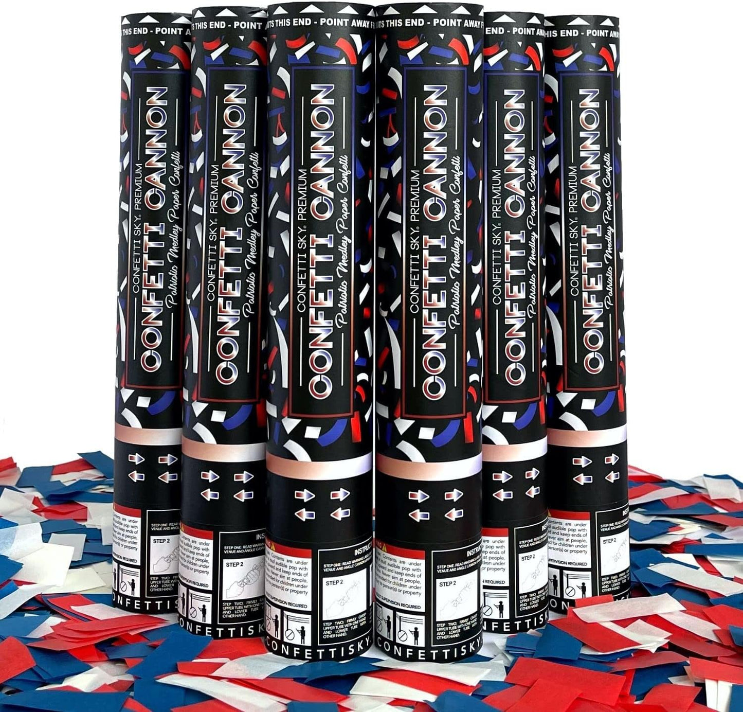 Confetti Sky [6 Pack] 12 Inch Confetti Cannons | Multicolor Confetti Poppers for Wedding Celebration, Birthday Party, Pranks, Graduation, Christmas Eve and New Year Celebration