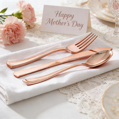 WDF300 Pieces Gold Plastic Silverware - Heavy Duty Disposable Cutlery Set Plastic Gold Silverware Set Includes 100 Forks, 100 Spoons, 100 Knives for Party Baby Shower Wedding Spring