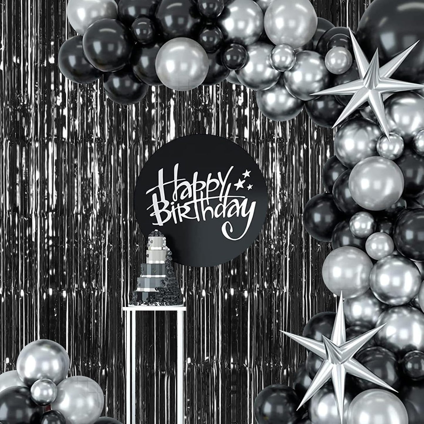 20 Pack Silver Foil Curtain Backdrop 3.2ft x 8.2ft Foil Fringe Backdrop Curtain Metallic Tinsel Foil Fringe Curtains Streamer Backdrop Curtains for Birthday Party Decorations Photo Booth (Silver)