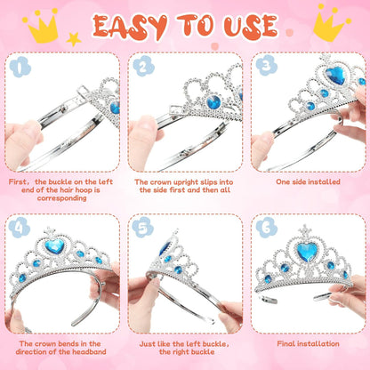 Zhanmai 24 Pcs Tiara Crown Set Princess Crown for Girls Plastic Tiaras Dress up Costume Party Favor Accessories Kid Birthday (Bright Colors)