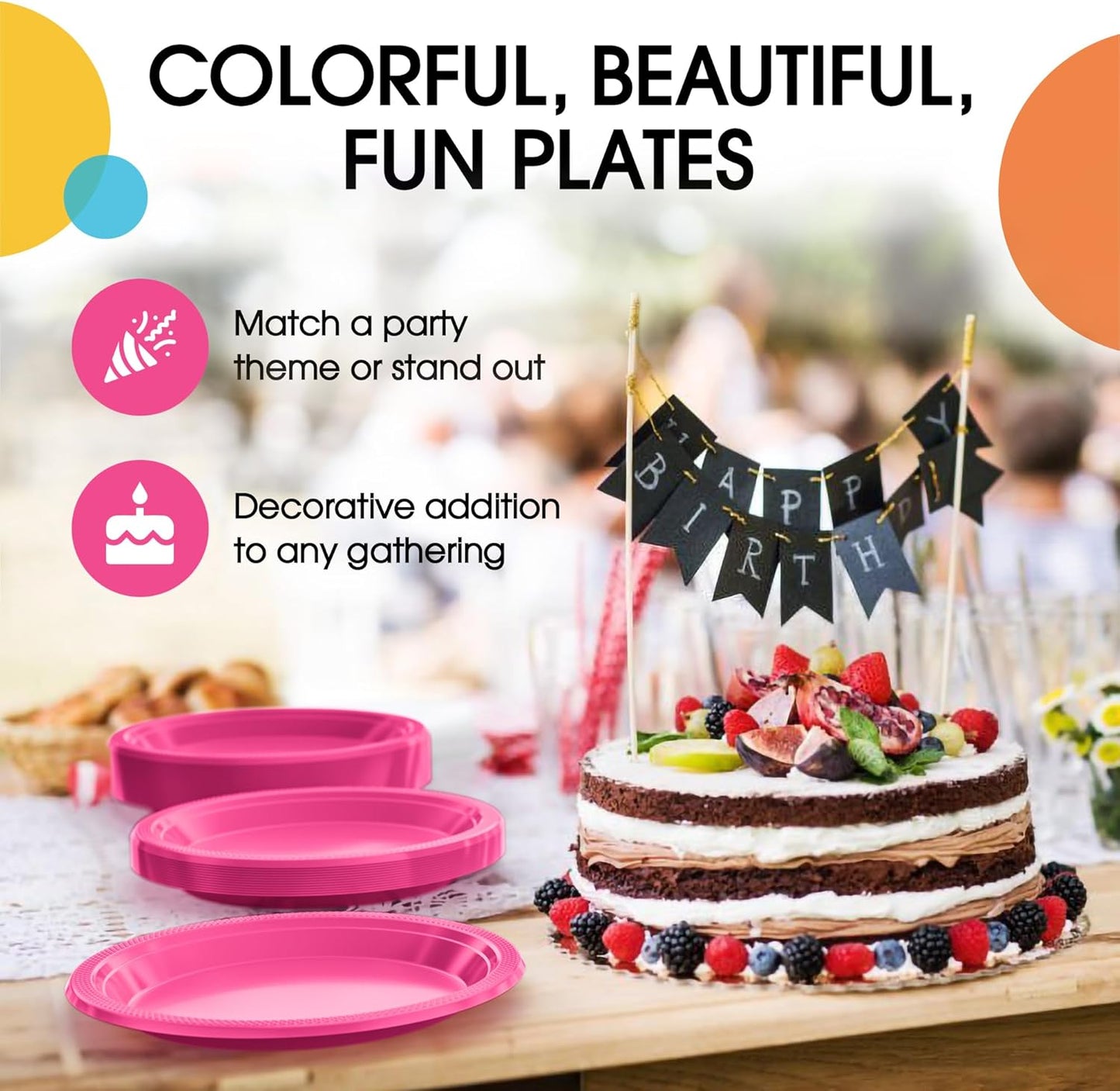 Party Solids Black Plastic Plates For Party 10" Black Disposable Plates For Party Supplies 100 Pcs Plastic Dinnerware Sets Heavy Duty 350 GSM Disposable Dinnerware Set