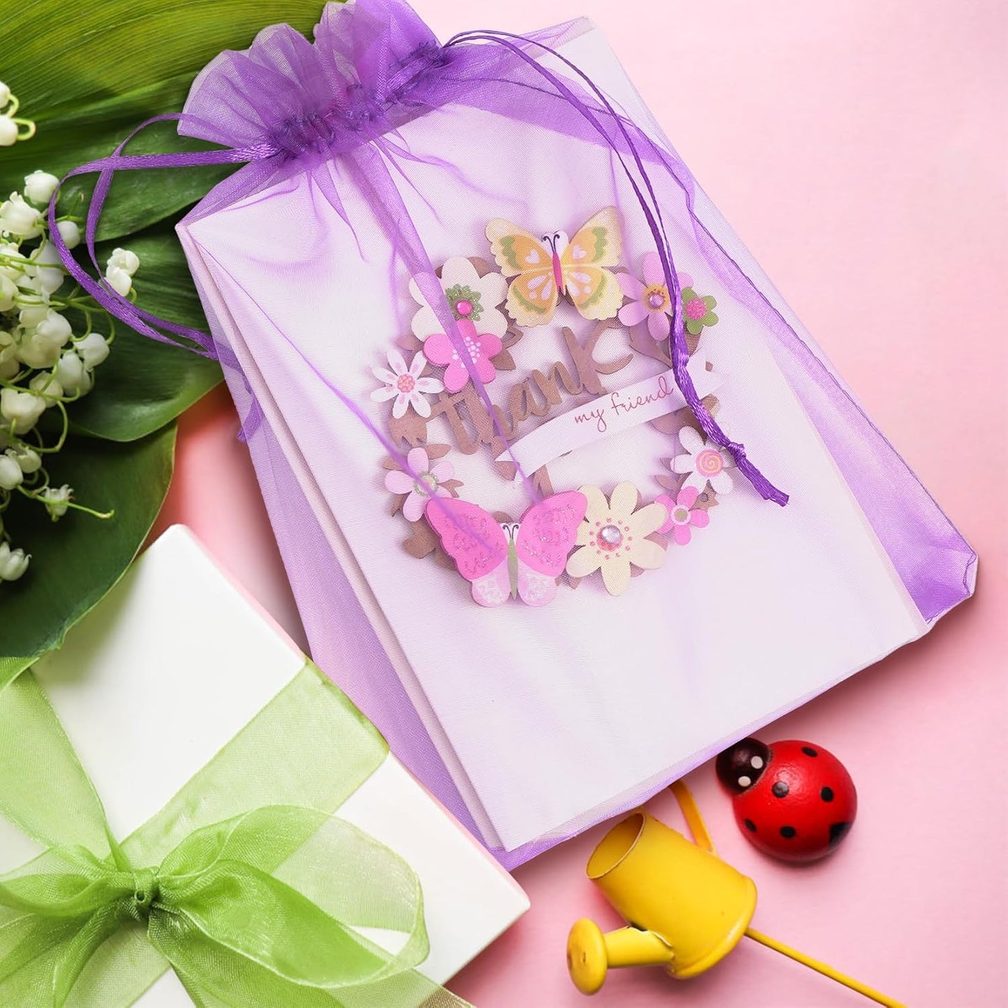 ANZNKU 50PCS Organza Bags 6x9 Large White Gift Bags for Candy Goodie Sachet Jewelry, Mesh Bag Drawstring Sheer Packaging Pouches for Wedding Favors Mother's Day Birthday Party Baby & Bridal Shower