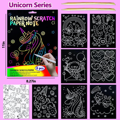 BAOXUE Scratch Art for Kids, Mermaids Black Rainbow Scratch Paper Set-Arts And Crafts & Supplies, DIY Activity & Party Games, Mermaid Toys Gifts for Toddlers, Girls