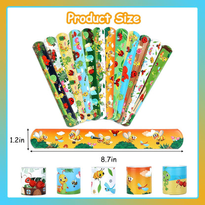 Serencatcher 48pcs Slap Bracelets Party Favors for Birthday Baby Shower Party Supplies Gifts