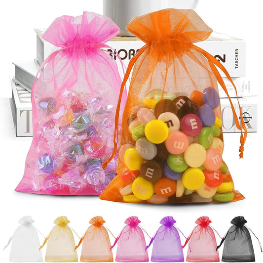 ANZNKU Pink Organza Bags 4 x 6 in 50PCS, Small Gift Bags for Goodie Candy Jewelry Soap Packaging, Cute Little Mesh Bag Drawstring Bulk for Wedding Birthday Party Favor Baby Shower & Easter Gifts Wrap