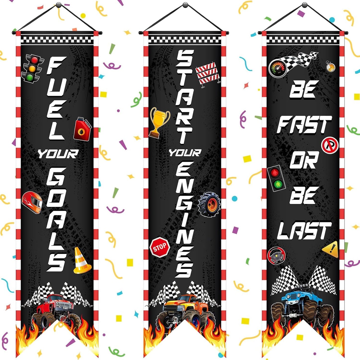 Chiisong 3 Pcs Neon Banner Party Decorations Let's Glow Banner Glow in the Dark Porch Sign Welcome Birthday Porch Sign for Neon Birthday Party Supplies Club Halloween Classroom Decorations
