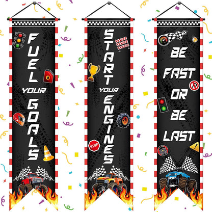 Chiisong 3 Pcs Neon Banner Party Decorations Let's Glow Banner Glow in the Dark Porch Sign Welcome Birthday Porch Sign for Neon Birthday Party Supplies Club Halloween Classroom Decorations