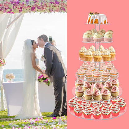 YestBuy Cupcake Stand, 6 Tier Large Cupcake Tower Display, Round Cupcake Holder, Acrylic Dessert Stand, Pastry Display Tree for Party, Wedding, Baby Shower