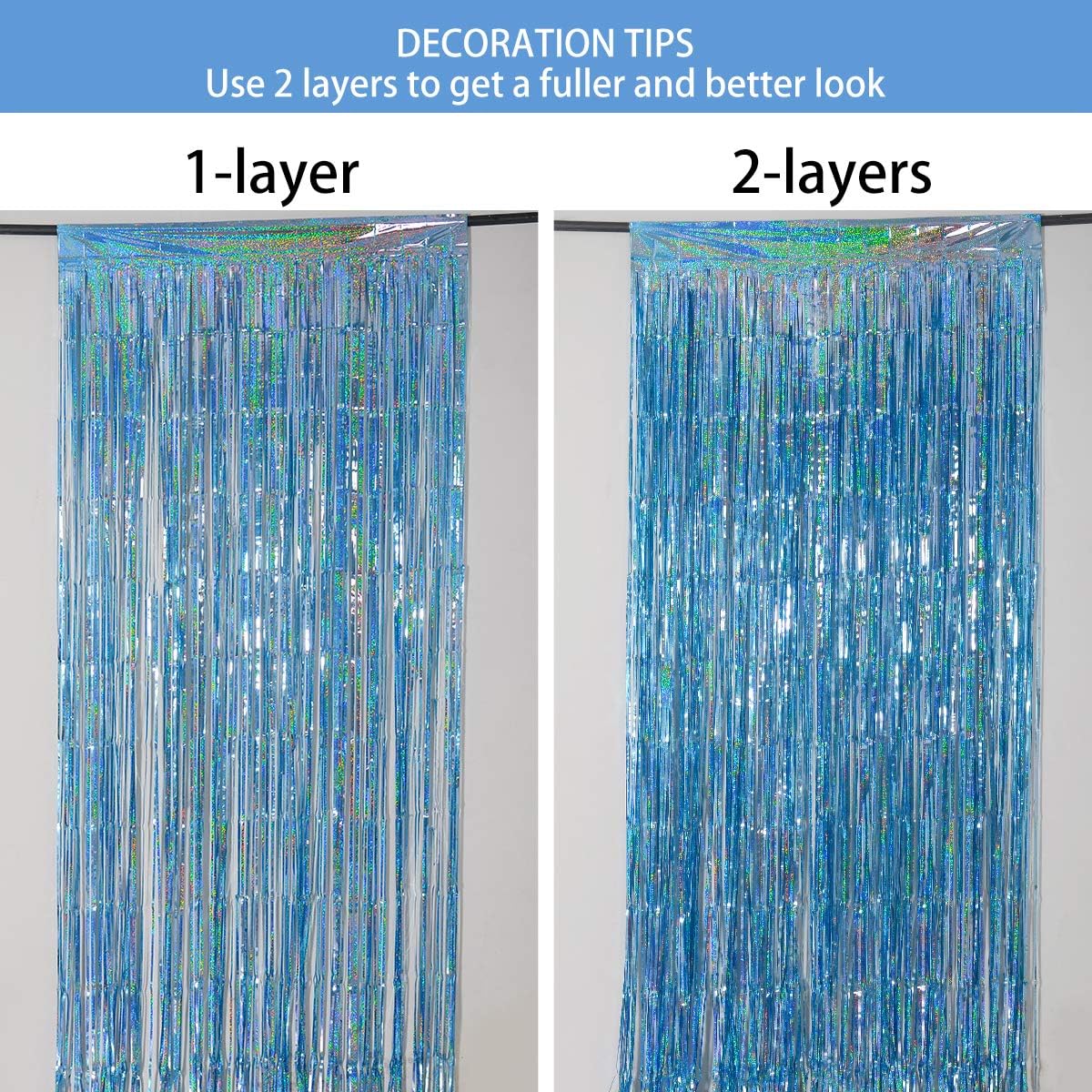 Happy Mothers Day Decorations Melsan 3 Pack 3.2 x 8.2 ft Pinkish Purple Tinsel Fringe Curtain Backdrop, Sparkling Metallic Party Decorations for Girls Birthday, Bachelorette, Wedding, Photo Booth