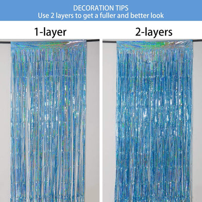Happy Mothers Day Decorations Melsan 3 Pack 3.2 x 8.2 ft Pinkish Purple Tinsel Fringe Curtain Backdrop, Sparkling Metallic Party Decorations for Girls Birthday, Bachelorette, Wedding, Photo Booth