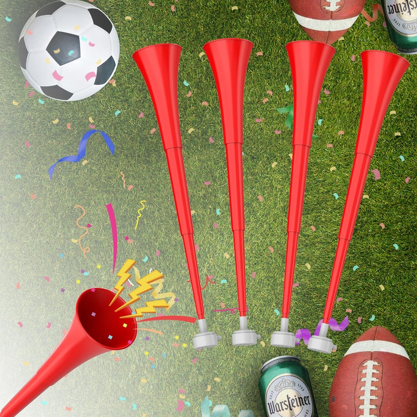 Collapsible Stadium Horn 24 Inch Vuvuzela Plastic Trumpet Blow Horns Noise makers for Sporting Events School Sports Football Games Party Supplies Favors Accessories (Black)