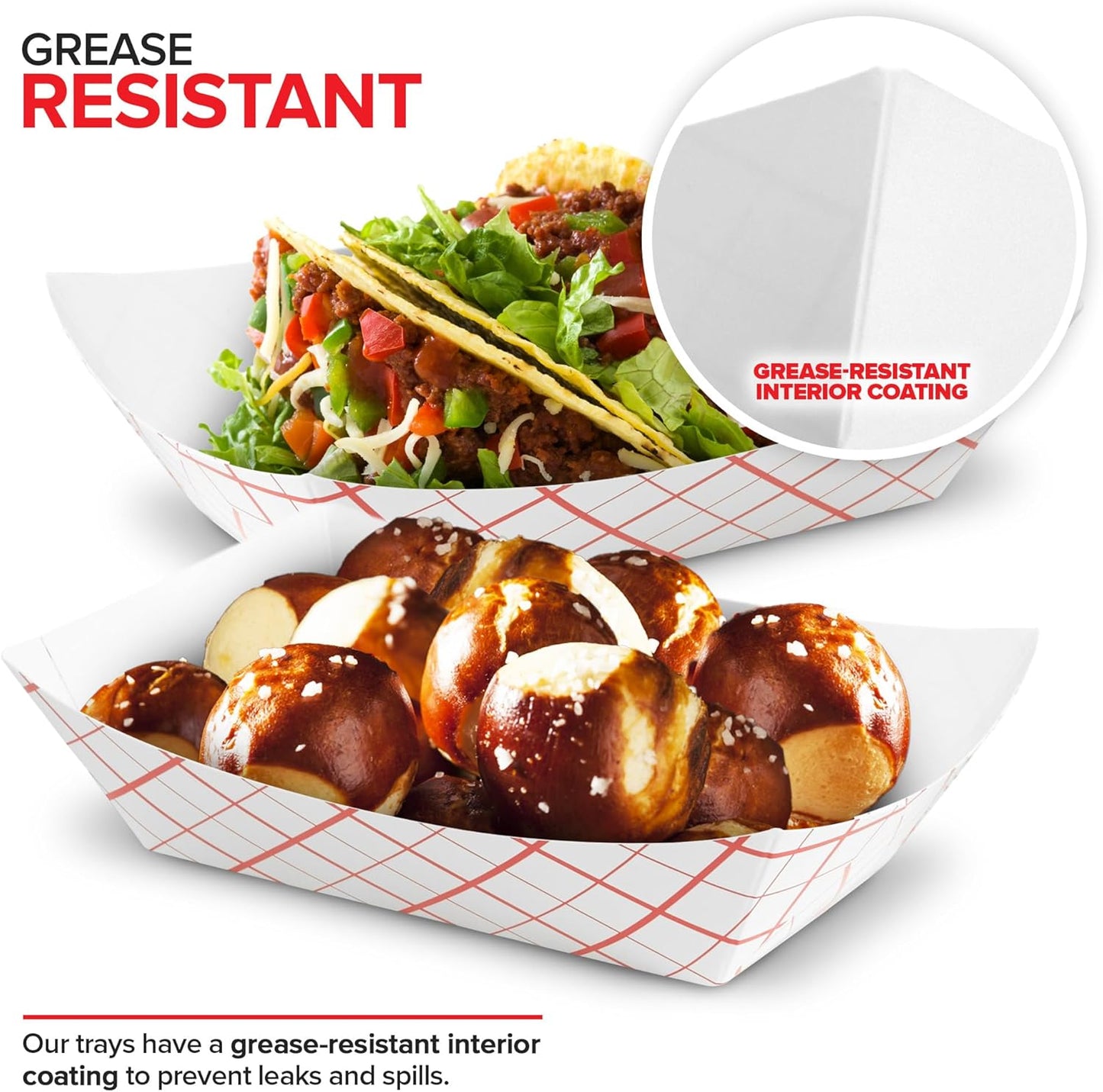 Stock Your Home Medium Paper Food Boats (100 Pack) – 2 lb Disposable Red & White Checkered Trays, Eco-Friendly Serving Boats for Concessions, Nachos & Condiments (4.5" x 2.75")